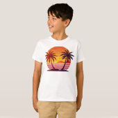 Zonsondergang Met Palmboom Vector T-shirt (Voorkant volledig)