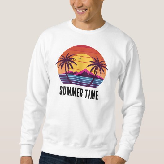 Zonsondergang Met Palmboom Vector Trui (Voorkant)