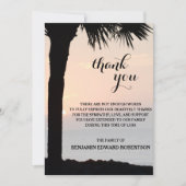 Zonsondergang met sympathie voor de palmboom bedankkaart (Voorkant)