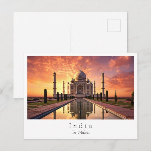 Zonsondergang met Taj Mahal Agra, India Briefkaart (Voorkant / Achterkant)
