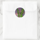 Zonsondergang met vlinder ronde sticker (Tas)