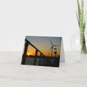 Zonsondergang met windmolen, Rustgevend relaxt. Bedankkaart (Voorkant)