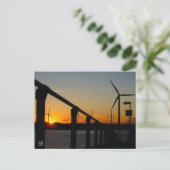 Zonsondergang met windmolen, Rustgevend relaxt. Briefkaart (Staand voorkant)