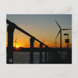 Zonsondergang met windmolen, Rustgevend relaxt. Briefkaart