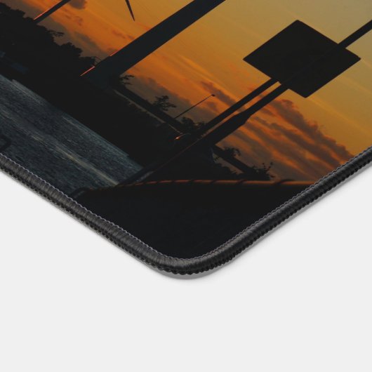 Zonsondergang met windmolen, Rustgevend relaxt. Bureaumat (Hoek)