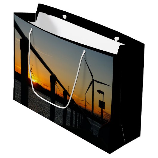 Zonsondergang met windmolen, Rustgevend relaxt. Groot Cadeauzakje (Voorkant Gekanteld)