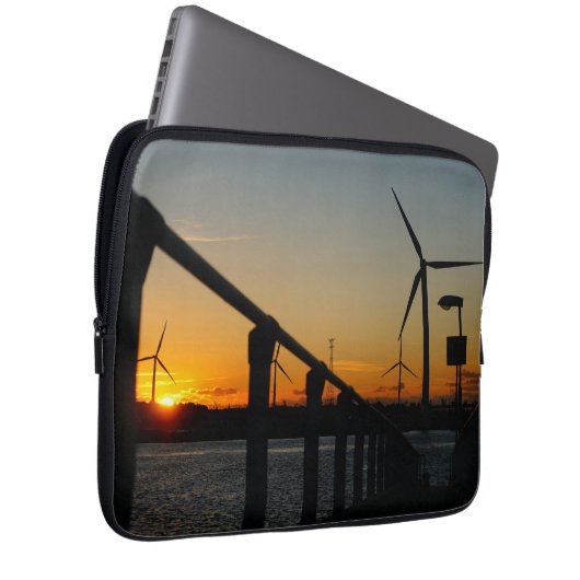 Zonsondergang met windmolen, Rustgevend relaxt. Laptop Sleeve (Voorkant Rechts)