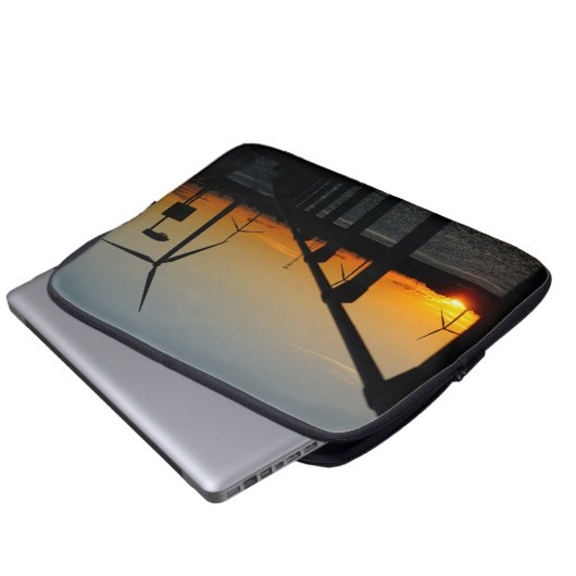 Zonsondergang met windmolen, Rustgevend relaxt. Laptop Sleeve (Voorkant onderkant)