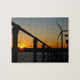 Zonsondergang met windmolen, Rustgevend relaxt. Legpuzzel