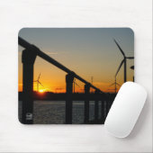 Zonsondergang met windmolen, Rustgevend relaxt. Muismat (Met muis)