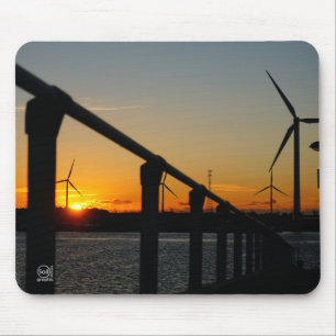 Zonsondergang met windmolen, Rustgevend relaxt. Muismat