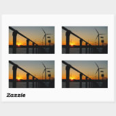 Zonsondergang met windmolen, Rustgevend relaxt. Rechthoekige Sticker (Vel)