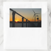 Zonsondergang met windmolen, Rustgevend relaxt. Rechthoekige Sticker (Tas)