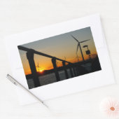 Zonsondergang met windmolen, Rustgevend relaxt. Rechthoekige Sticker (Envelop)