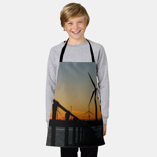 Zonsondergang met windmolen, Rustgevend relaxt. Schort (Gedragen)