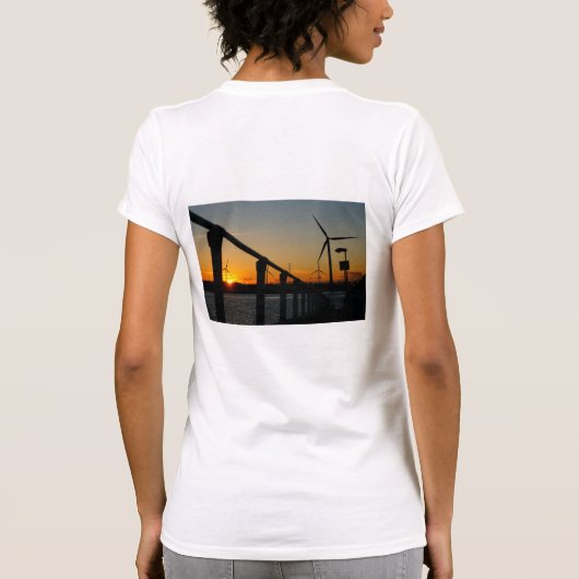 Zonsondergang met windmolen, Rustgevend relaxt. T-shirt (Achterkant)