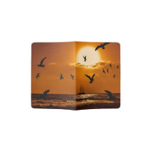 Zonsondergang met zeevogels