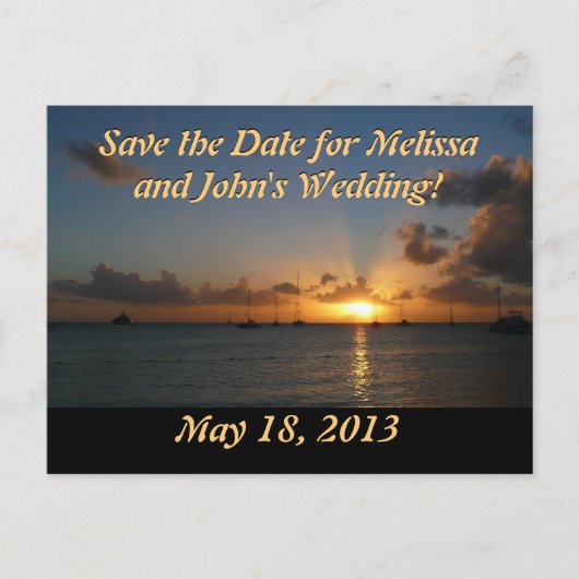 Zonsondergang met zeilboten Briefkaart (Voorkant)