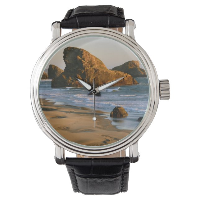Zonsondergang, Meyers Beach, Oregon, VS Horloge (Voorkant)