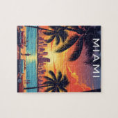 Zonsondergang Miami Skyline Legpuzzel (Horizontaal)