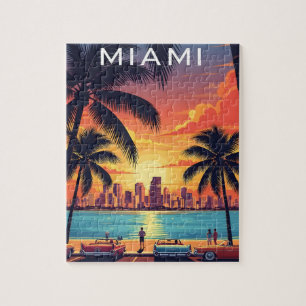Zonsondergang Miami Skyline Legpuzzel