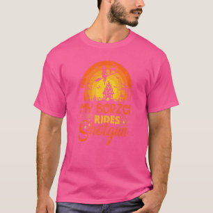 zonsondergang Mijn Borzoi Hondenrit Shotgun Hallo T-shirt