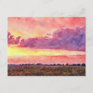 Zonsondergang, mijn foto van 2004 als computeraqua briefkaart
