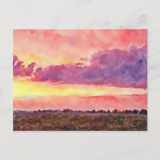 Zonsondergang, mijn foto van 2004 als computeraqua briefkaart (Voorkant)