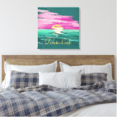 zonsondergang | Moderne Abstracte Blauwgroen groe Canvas Afdruk (Insitu (Slaapkamer))