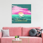 zonsondergang | Moderne Abstracte Blauwgroen groe Canvas Afdruk (Insitu (Woonkamer))