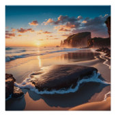 Zonsondergang Mooi strandlandschap Perfect Poster (Voorkant)