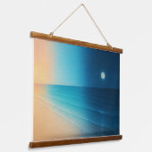 Zonsondergang naar Moonlight Ocean Tapestry Hangend Wandkleed (Gebogen)
