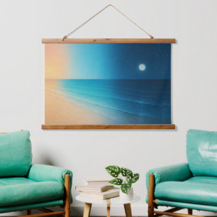 Zonsondergang naar Moonlight Ocean Tapestry Hangend Wandkleed