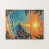 Zonsondergang nacht zee uitzicht legpuzzel (Horizontaal)