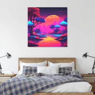 Zonsondergang nachtelijke hemel AI-kunst Canvas Afdruk