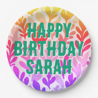 zonsondergang natuur blad ombre Happy Birthday Papieren Bordje