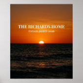 Zonsondergang Oceaan Aangepaste Naam Ontwerp Poster (Voorkant)