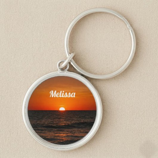 Zonsondergang Oceaan Aangepaste Naam Sleutelhanger