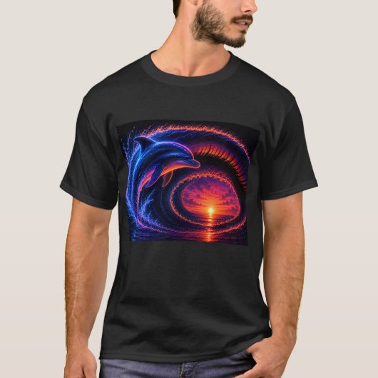 Zonsondergang Oceaan Dolfijn T-shirt (Voorkant)