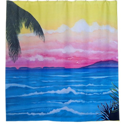 Zonsondergang Oceaan  Douchegordijn (Voorkant)