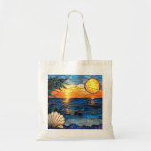 Zonsondergang Oceaan Glas-in-lood Boodschappentas Tote Bag (Voorkant)