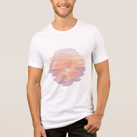 Zonsondergang Oceaan Golven – Minimalistisch met d Tri-Blend Shirt (Voorkant)