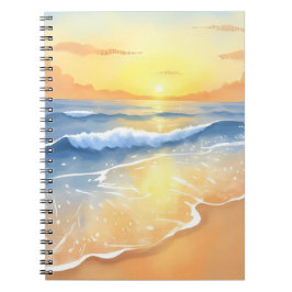 Zonsondergang Oceaan golven | Strand Watercolor Notitieboek
