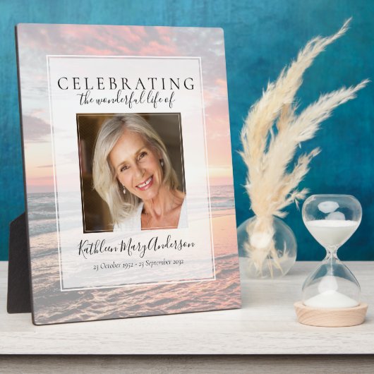 Zonsondergang Oceaan Herdenkingsfoto Hommage Fotoplaat (Zijkant)