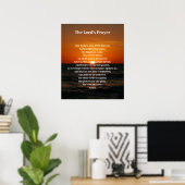 Zonsondergang Oceaan Het Onze Vader Poster (Thuiskantoor)