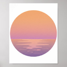 Zonsondergang Oceaan Minimalistische Poster – Hand