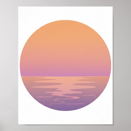 Zonsondergang Oceaan Minimalistische Poster – Hand (Voorkant)