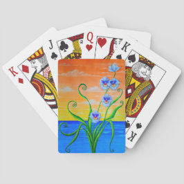 Zonsondergang Oceaan Orchideeën  Pokerkaarten