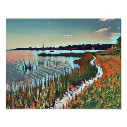 Zonsondergang Oceaankustpad Foto Afdruk (Voorkant)