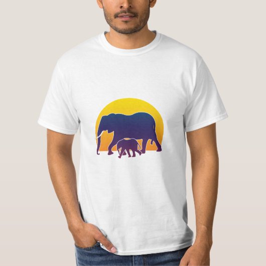 Zonsondergang Olifanten T-shirt (Voorkant)